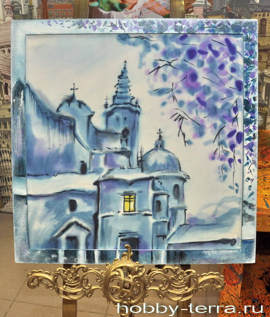 картина батик синий храм